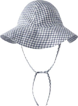 Rylee + Cru Kids Gingham Cotton Sun Hat in Marine at Nordstrom, Size 0-6M