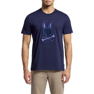 Psycho Bunny New Castle Embroidered T-Shirt in Evening Blue at Nordstrom, Size 3