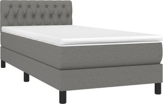 vidaXL Cama Box Spring Con Colch&oacute;n Tela Gris Oscuro 90x200 Cm Vidaxl