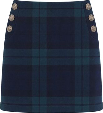 Liu Jo Straight Mini Skirt In Brushed Blue And Green Tartan