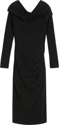 Max Mara Kleedjes, Dames, Zwart, M, Zwarte Jersey Jurk met Asymmetrisch Detail