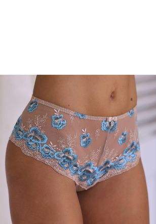 Nuance Panty NUANCE, Damen, Gr. 44/46, grau (taupe, petrol), Spitze, Obermaterial: 83% Polyamid, 17% Elasthan, figurbetont, Unterhosen Panty, mit edler Stick