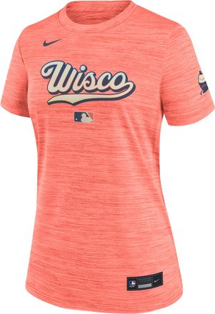 Nike Milwaukee Brewers Authentic Collection City Connect Velocity Nike Womens Dri-FIT MLB T-Shirt in Red | 03EY6CXMZB-YCQ