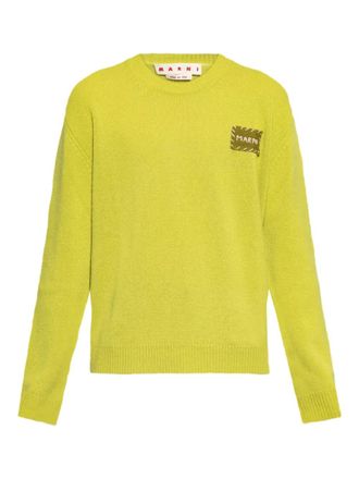 Marni logo-patch sweater - Green