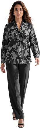 Roaman's Long Sleeve Bow Blouse in Black at Nordstrom, Size 32