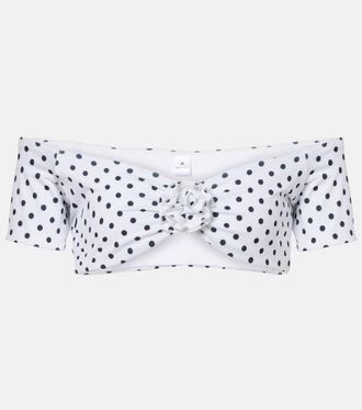 Bananhot Stefani polka-dot off-shoulder crop top