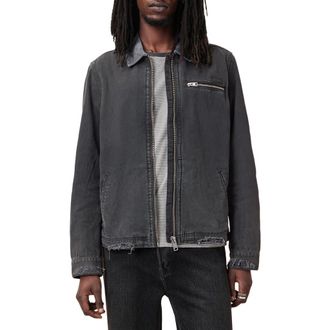AllSaints Rothwell Distressed Denim Jacket in Tumbled Grey at Nordstrom Rack, Size Large
