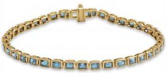 Allurez Emerald Cut Sky Blue Topaz Tennis Bracelet 14K Yellow Gold (8.58ct)