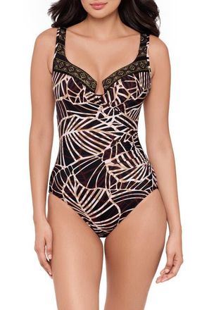 Miraclesuit Lets Be Fronds Escape One Piece Swimsuit in Black/multi at Nordstrom, Size 14