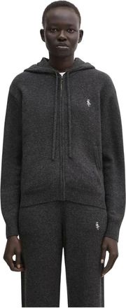 Sporty & Rich SRC Cashmere Zip Hoodie - Sweatshirts & Hoodies - Mujer - Gris - M