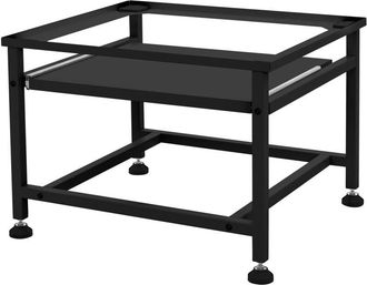 ML Design Ml-design - Pedestal Para Lavadora O Secadora Con Estante Extra&iacute;ble Negro 62,5 X 53,5 X 45 Cm De Acero, Capacidad Hasta 150kg Pies Regulables Soporte 