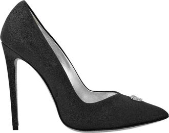 Philipp Plein Schoenen, Dames, Zwart, 36 EU, Leer, Glitter Decollete Pumps