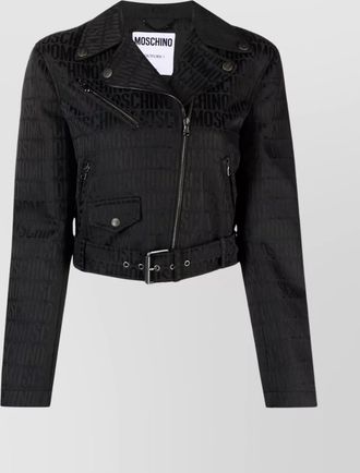 Moschino cropped belted blazer with flap pockets