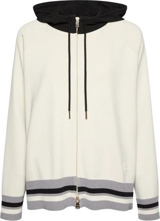 Elena Miro Maglia con zip e cappuccio - Dames - Vesten met rits - Wit - S - Hoodies & sweatvesten