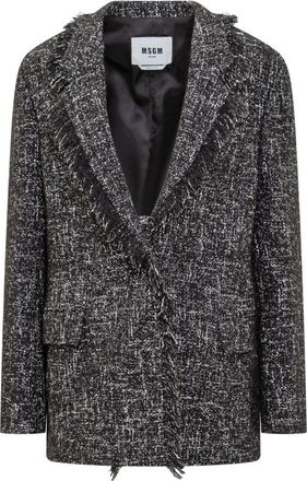 Msgm Boucl&eacute; Blazer met Micro Pailletten - Dames - Blazers - Zwart - L - Pailletten - Jassen