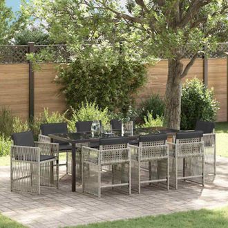 vidaXL Conjunto De Comedor De Jard&iacute;n 9 Pcs Gris Claro Vidaxl