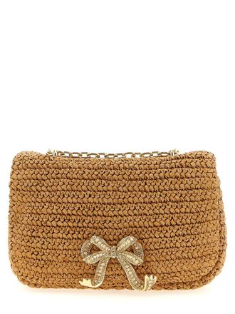 Self Portrait Raffia Bow Charm Shoulder Bag