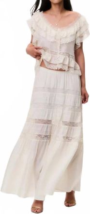 LoveShackFancy Womens Nivine Silk Lace Maxi Skirt In White