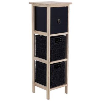 Tendance Tendance - Paulownia Mdf 1 Cajonera Con Tirador De Bronce Y 2 Papeleras - Negro Natural
