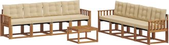 vidaXL Conjunto De Sof&aacute;s De Exterior 9 Uds. Natural Y Beige Vidaxl
