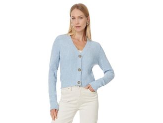 Madewell Deehan Cotton Boucle Cardigan Womens Sweater Heather Indigo White : XL (Womens 14-16), Cotton/Polyamide