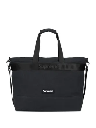 SUPREME logo-plaque tote bag - men - Fabric - One Size - Black