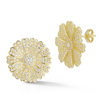 Glaze Jewelry Sterling Silver Pave Flower Studs