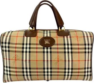Burberry Pre-owned Weekend Bags, female, Beige, Size: ONE SIZE Pre-owned Vintage Canvas Weekend Bag