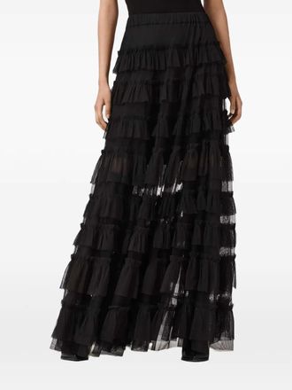 AllSaints Aude ruffled maxi skirt - women - Recycled Polyester/Recycled Polyester - 8 - Black