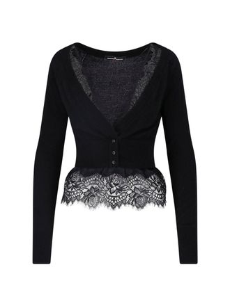 Ermanno Scervino V-Neck Lace Cashmere Cardigan