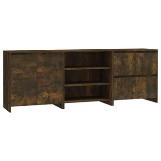Berkfield Home 3 Piece Sideboard Smoked Oak Engineered Wood in Brown