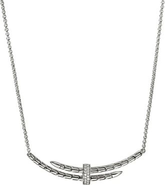 John Hardy sterling silver Spear Station diamond necklace - women - Sterling Silver/Diamond - 45