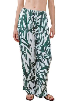 Bella Dahl Abstract Leaf Print Wide Leg Pants in Palm Paradise at Nordstrom, Size X-Small