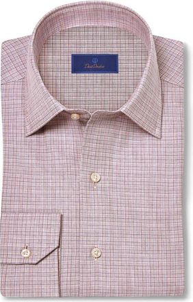 David Donahue Cotton & Cashmere Check Sport Shirt in Pink/Multi at Nordstrom, Size Xx-Large