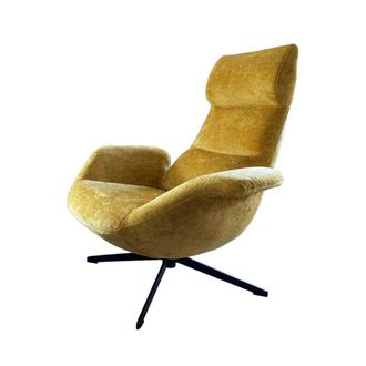 Mathi Design Sill&oacute;n giratorio de terciopelo mostaza