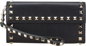 Valentino Gold Black Leather Long Wallet (Bi-Fold) (Pre-Owned)