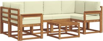 vidaXL Conjunto De Sof&aacute;s De Exterior 7 Uds. Natural Y Crema Vidaxl