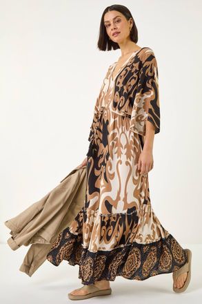 Roman Boho Border Print Maxi Dress