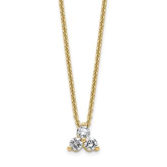 Diamond2Deal 14K Gold 1/4 Ct Lab Grown Diamond 3 Stone Pendant Necklace 18