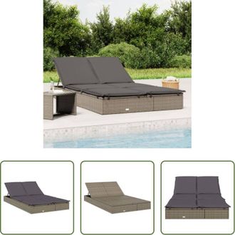 vidaXL vidaXL Rattan - Lettino Prendisole 2 Persone con Cuscini Grigio in Polyrattan