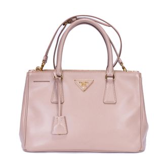 Prada Pre-owned Womens Double Zip Galleria Tote Small Shoulder Bag - Pink - One Size