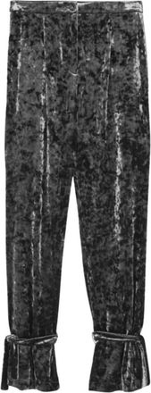 Patrizia Pepe Samt Hose - Dames - Wijde Broeken - Zwart - 2XS - Katoen - Broeken