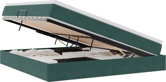vidaXL Cama Con Almacenamiento Y Colch&oacute;n Verde Oscuro 200 X 200 Cm Vidaxl