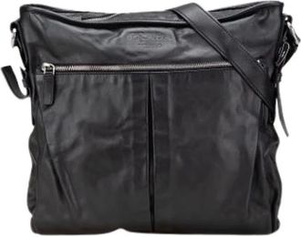 Prada Pre-owned Cross Body Bags, female, Black, Size: ONE SIZE Pre-owned Leather Crossbody Bag