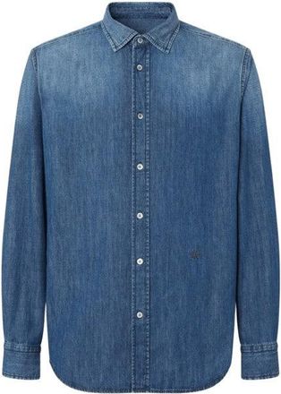 Jacob Cohen Medium Blue Stonewashed Denim Shirt With Hand-Sandblasted Finish
