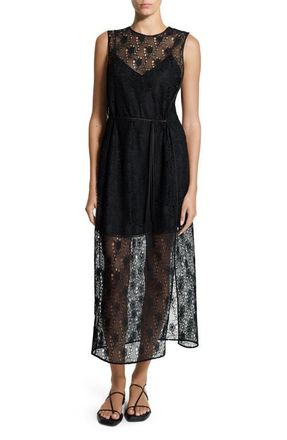 Theory Lace Tie Waist Dress in Black at Nordstrom, Size Petite