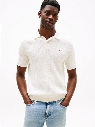 Tommy Hilfiger Cable Knit Short Sleeve Polo Jumper
