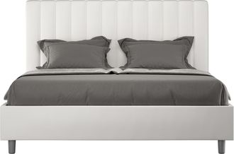 ITYhome Cama con somier 160x200 cuero sintético blanco