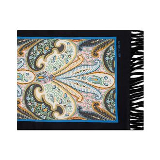 Etro Etro, Silky Scarves, female, Black, Size: ONE SIZE Silk Paisley Floral Scarf