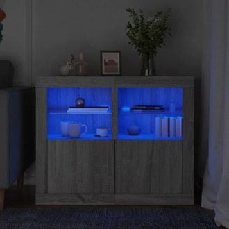 vidaXL Armadietti con Luci led 2pz Grigio Sonoma in Legno Multistrato - Vidaxl